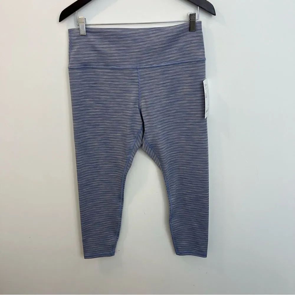 Athleta TRANSCEND TEXTURED 7/8 TIGHT NEW Size XL Nova Blue/Black Stripe 25”